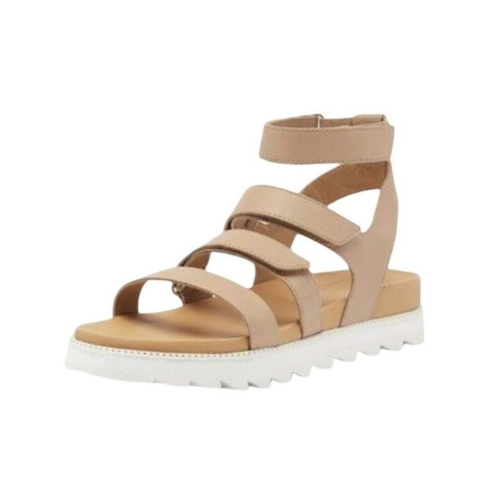 Sorel Roaming Multi Strap Sandals Honest Beige Leather Sawtooth Sole Womens